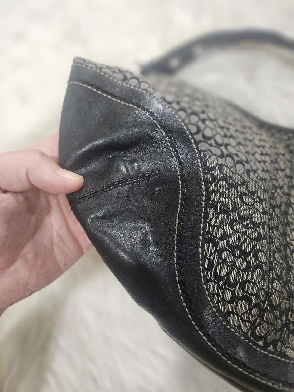 Classic Black Patterned Women's Shoulder Bag